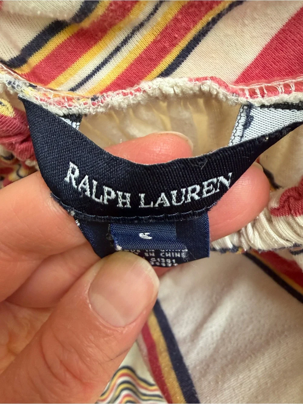 Ralph Lauren Girl 5 Cream Sundress Halter Sleevlees Dress Pink Multicolor Stripe